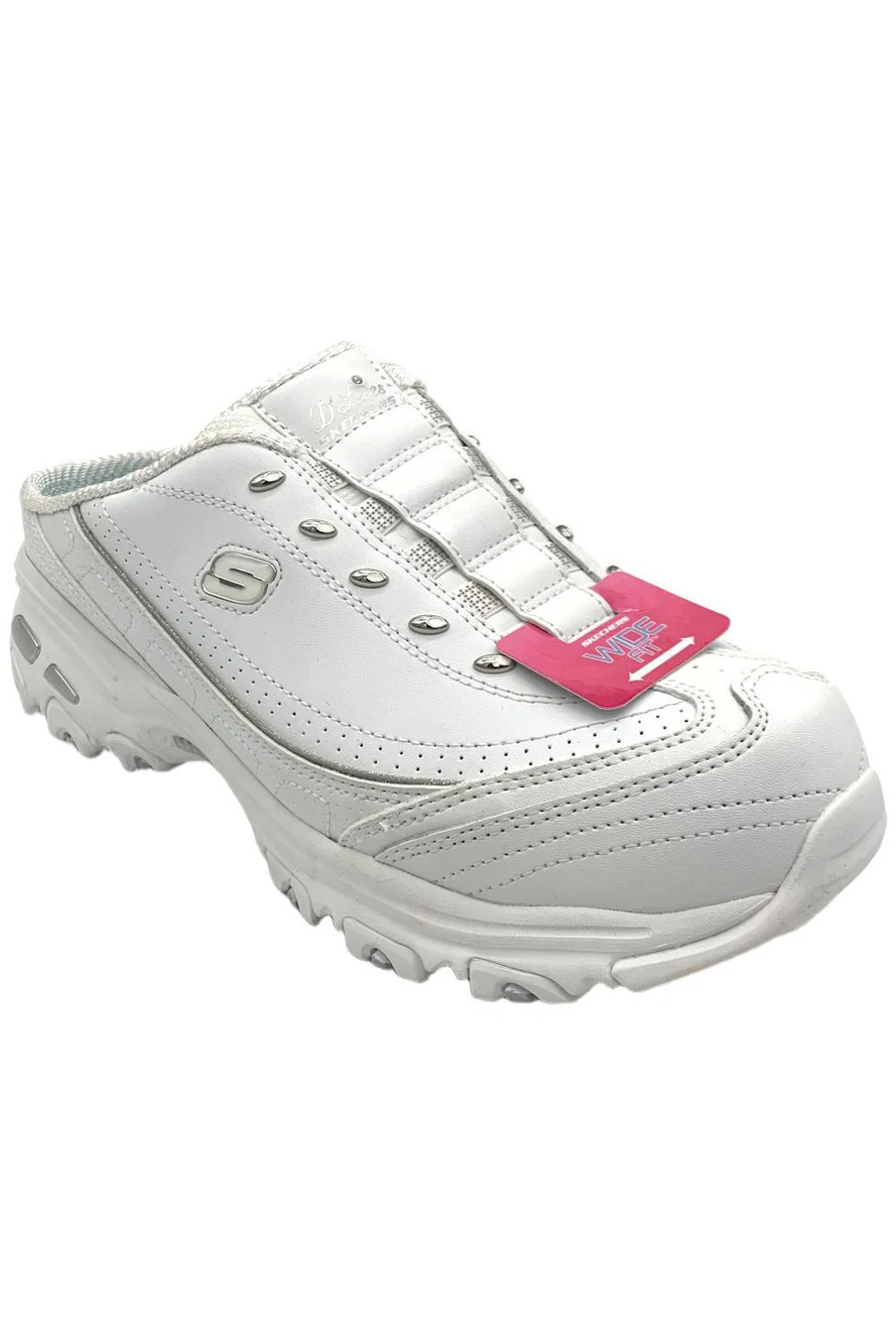 Skechers Women's D'Lites Bright Sky Mule Sneakers White/Silver - Wide
